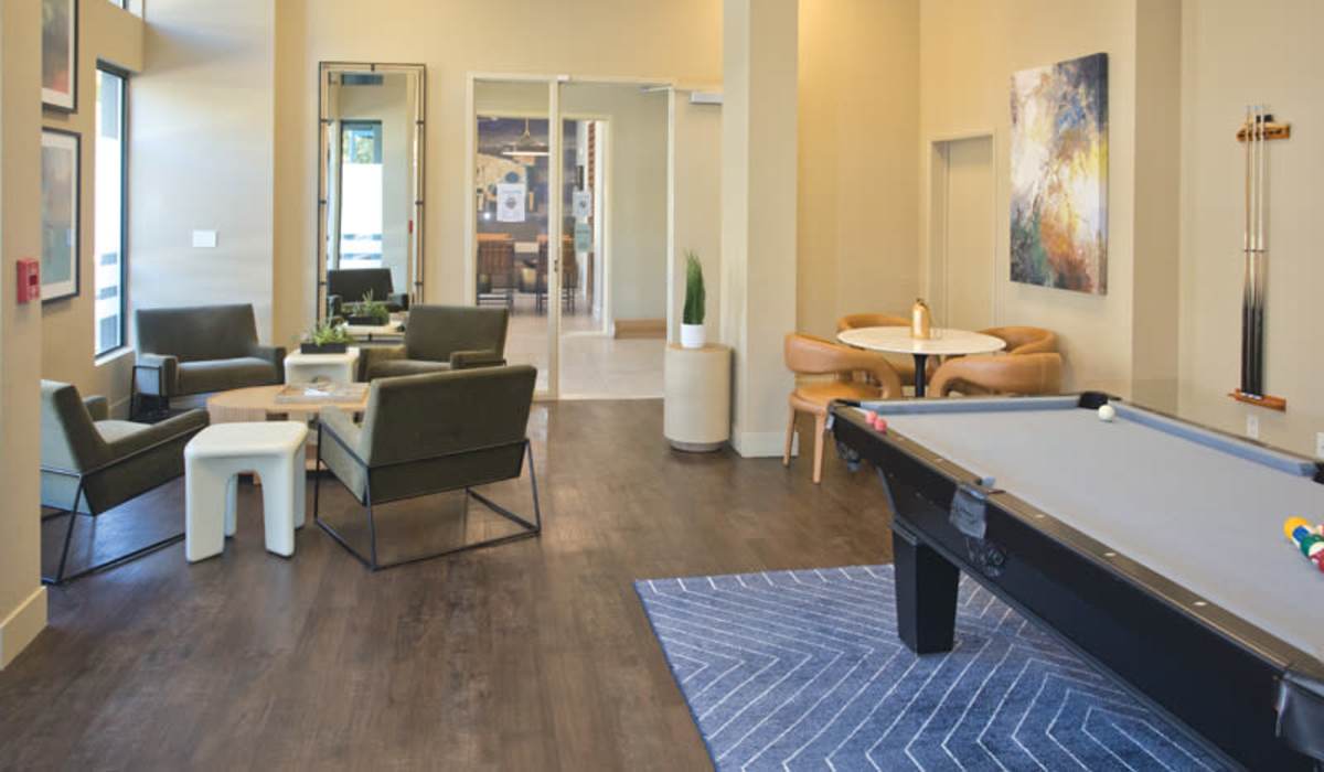 Community seating area at 1010 Pacific in Santa Cruz, California