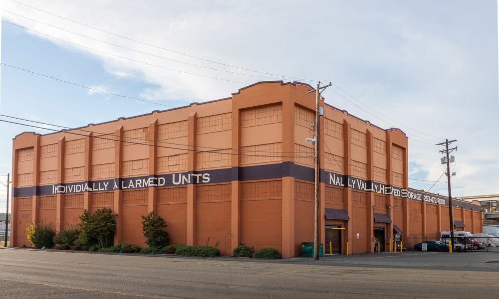 Exterior of Nalley Valley Self Storage in Tacoma, Washington.