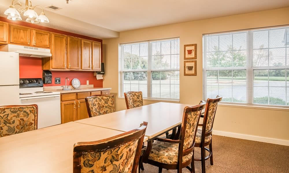 Community kitchen at Randall Residence of Tiffin in Tiffin, Ohio