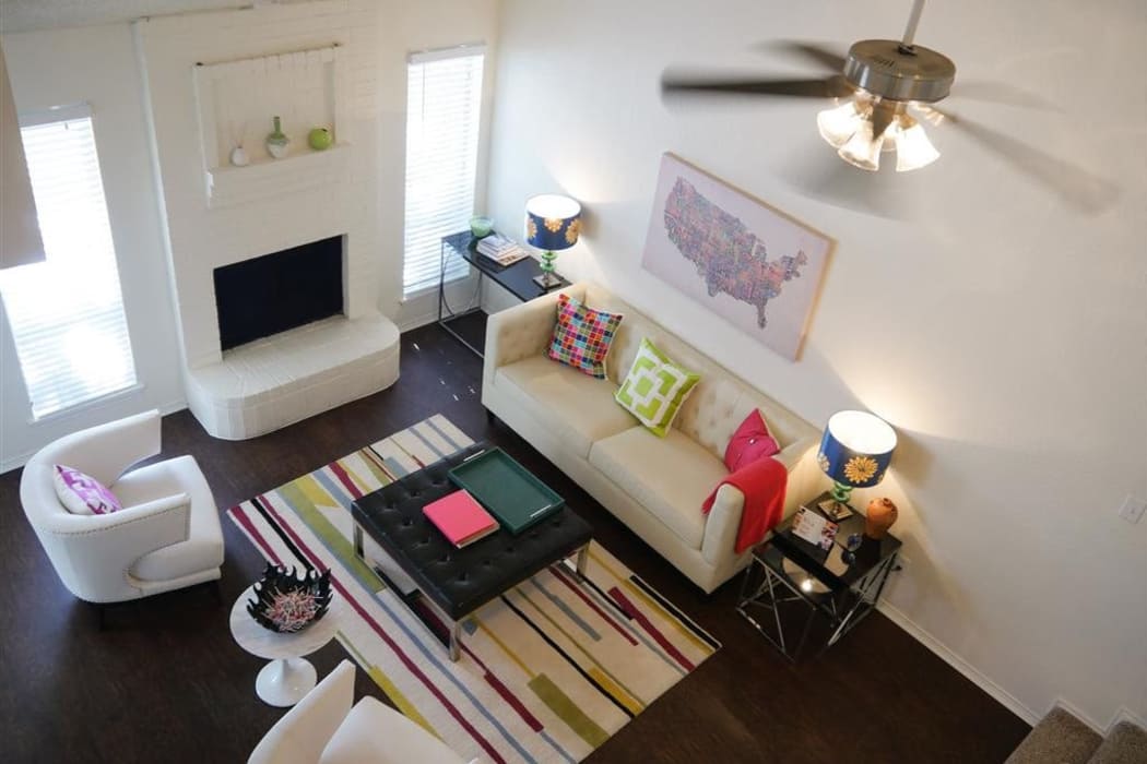 Spacious living room of model home at The Park at Ashford in Arlington, Texas