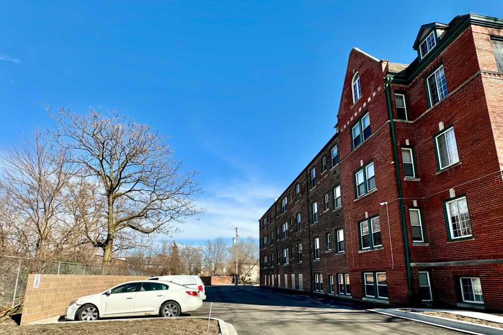 Building exterior from street at Detroit Living in Detroit,Michigan