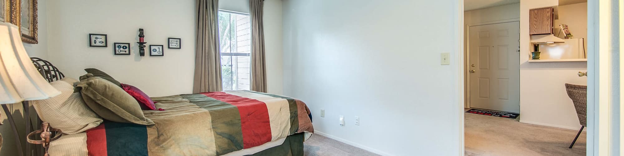 Photo of a bedroom with stylish furniture