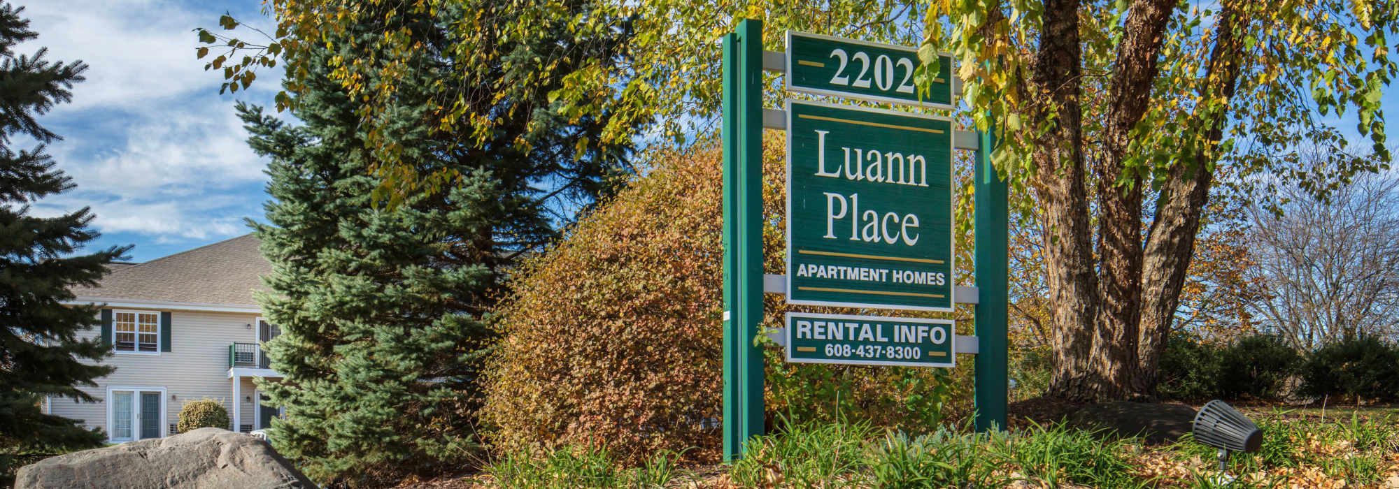 Property signage at 2202 Luann Place Apartments in Madison,Wisconsin