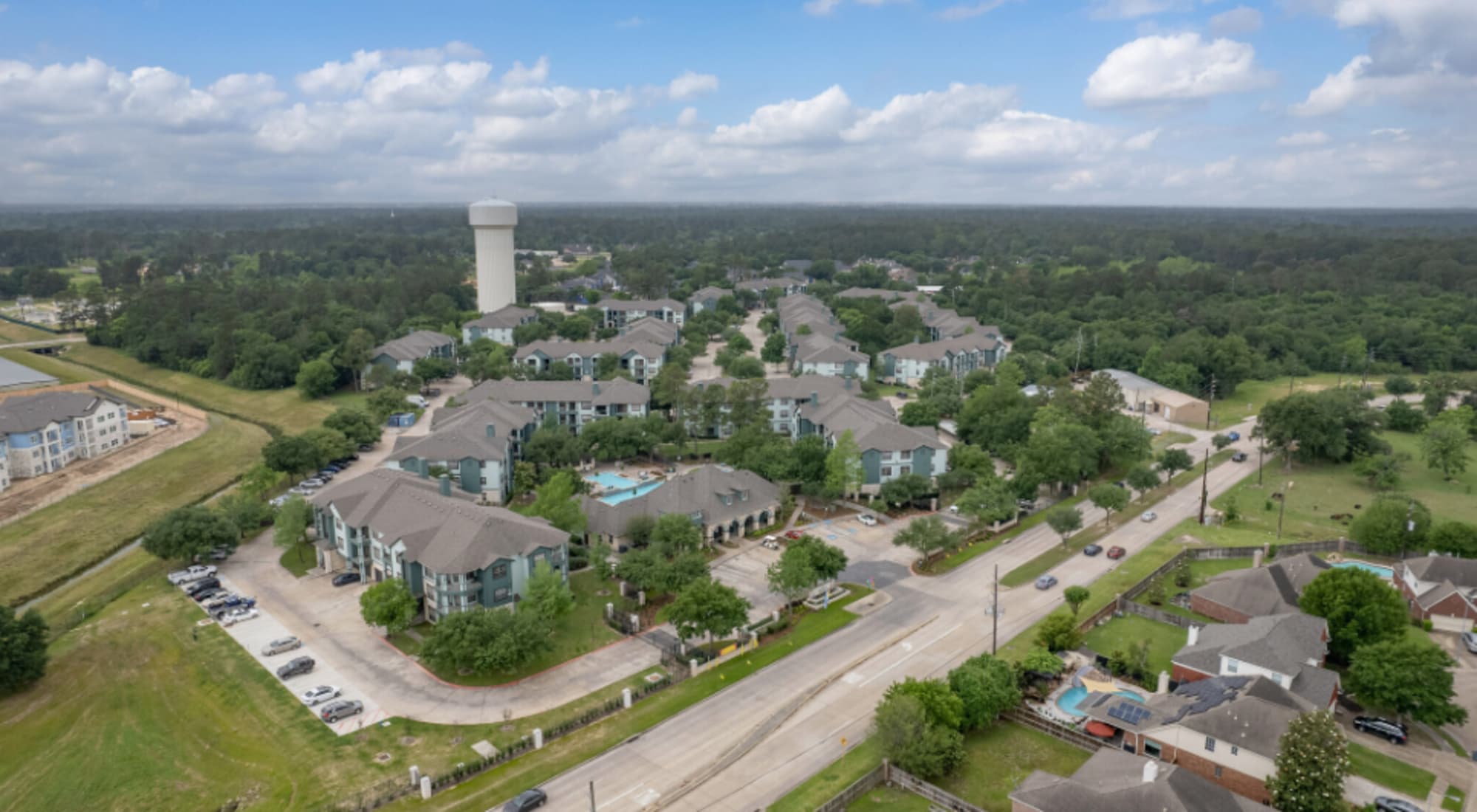 Ariel view of apartments at Legacy at Cypress in Cypress, Texas