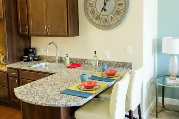 Kitchenettes with granite counters available at First & Main of Commerce Township in Commerce Township, Michigan