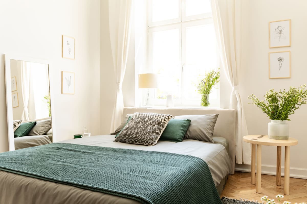 Bedroom with large window at Playa Marina, Los Angeles, California