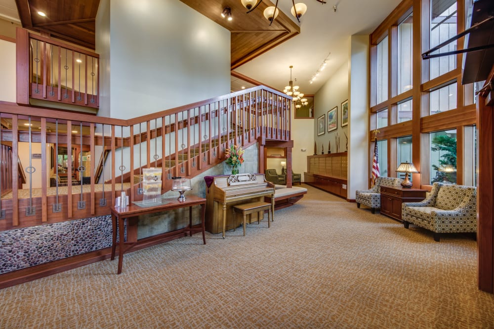 Lobby and grand staircase at The Firs in Olympia, Washington