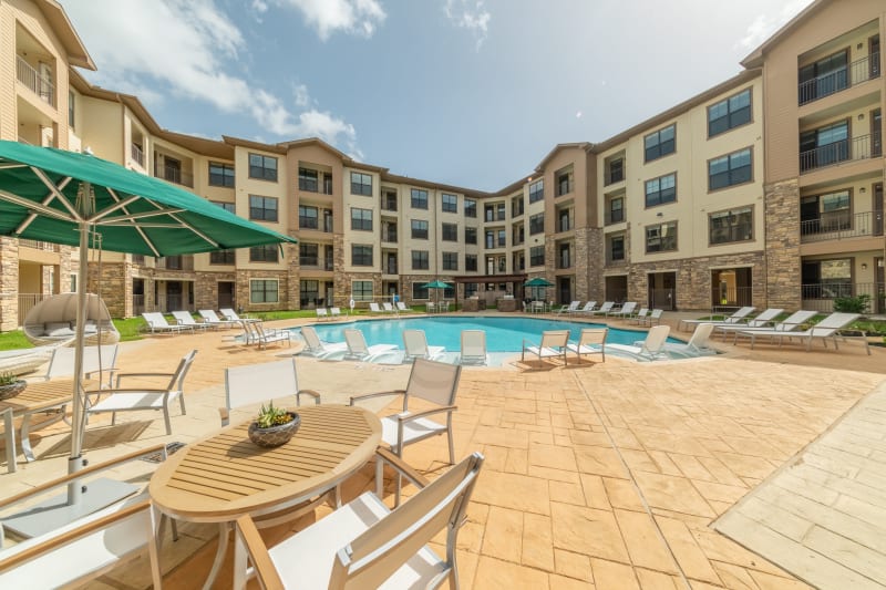 Our amazing new resort-style pool at Haven at Liberty Hills in Houston, TX
