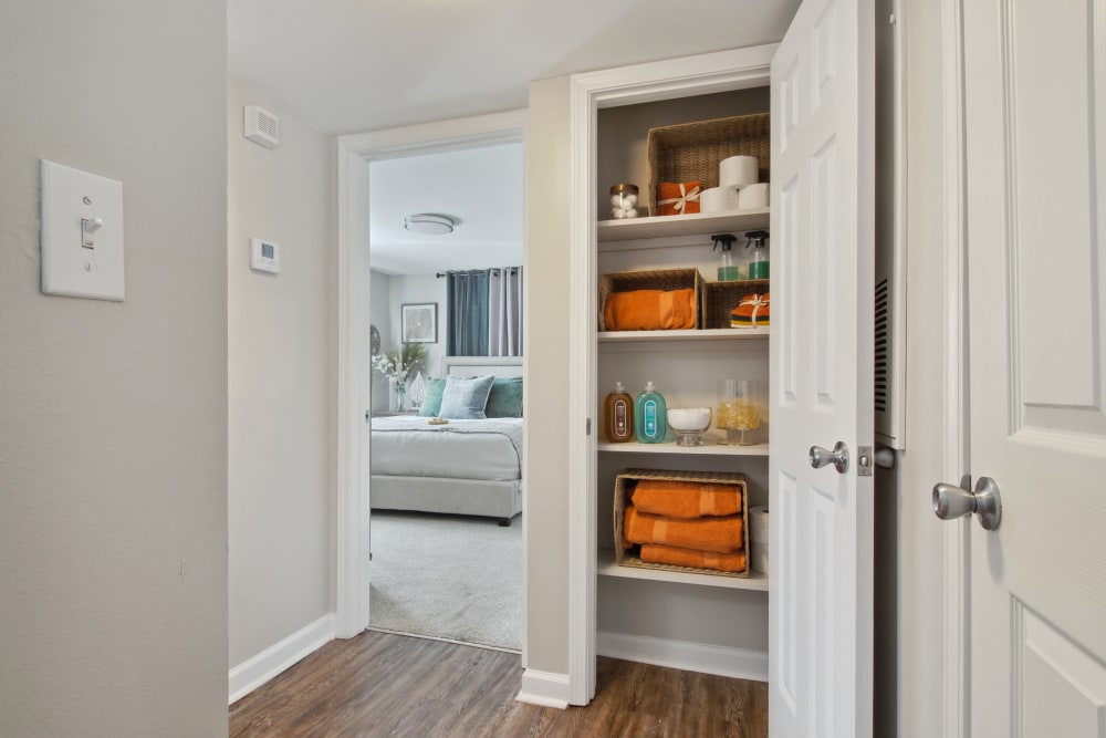 Supplies cabinet at Emerald Pointe Apartment Homes in Harvey, Louisiana