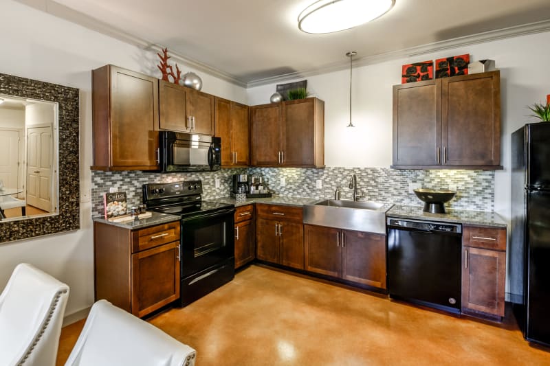 Open concept kitchen at Firewheel Apartments in San Antonio