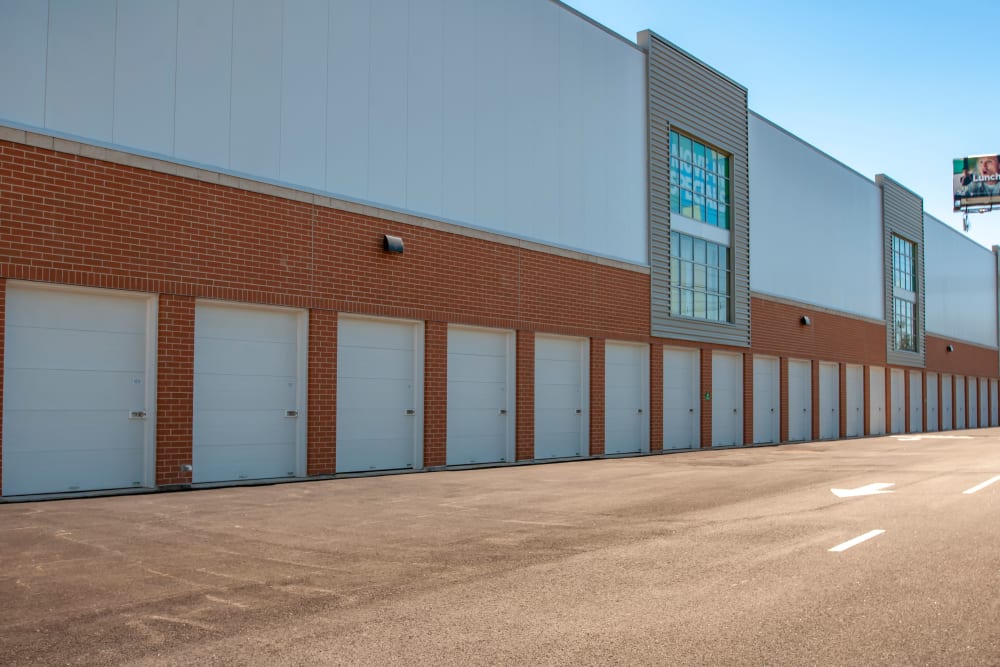 Outdoor storage units with roll up door at Metro Self Storage in Wood-Ridge, New Jersey