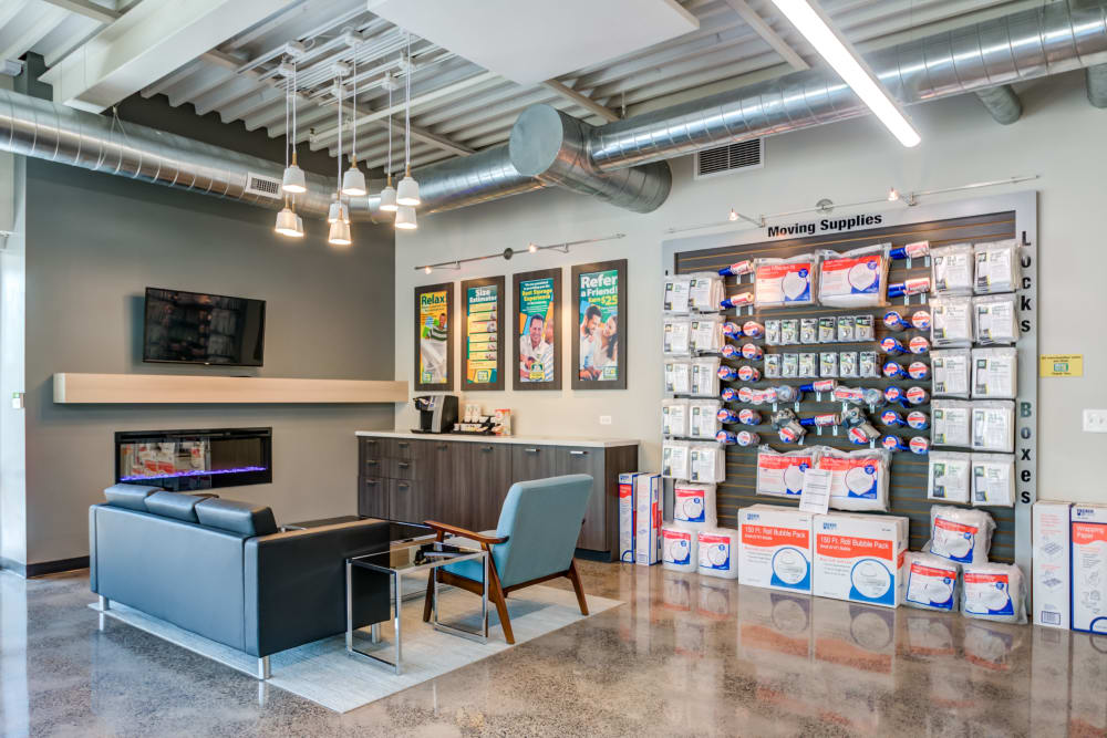 Leasing office offering storage supplies such as boxes and tape at Metro Self Storage in Doylestown