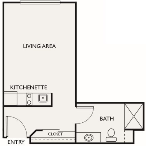Assisted living studio at Mountlake Terrace Plaza in Mountlake Terrace, Washington