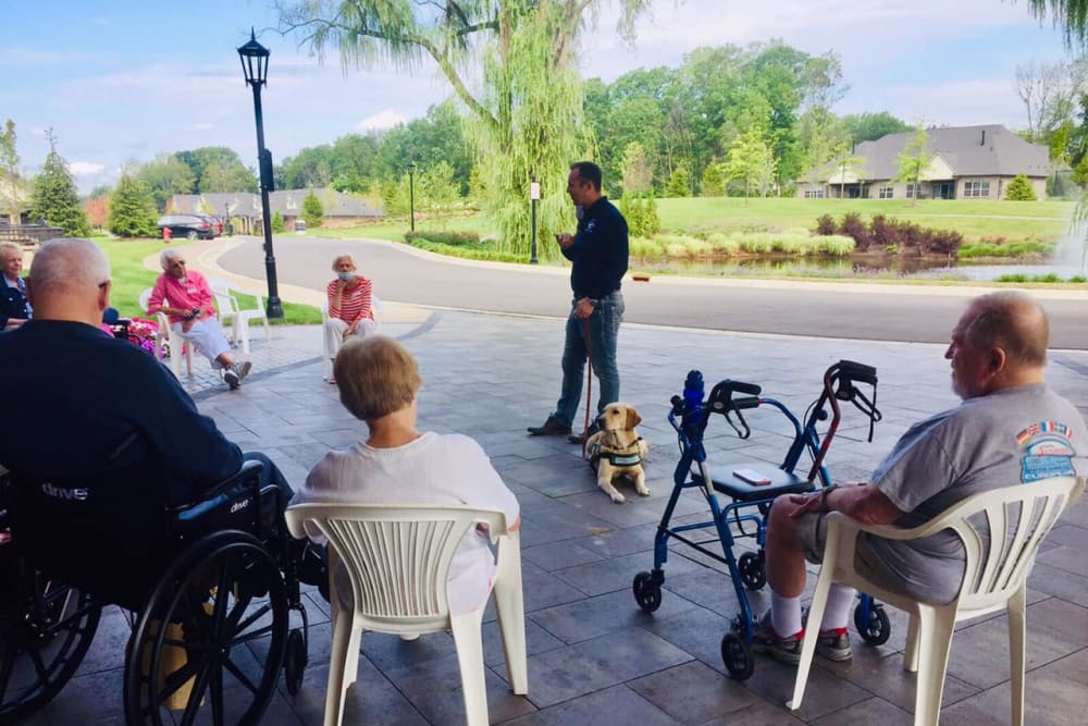 Residents listening to a talk at Blossom Ridge in Oakland Charter Township, Michigan