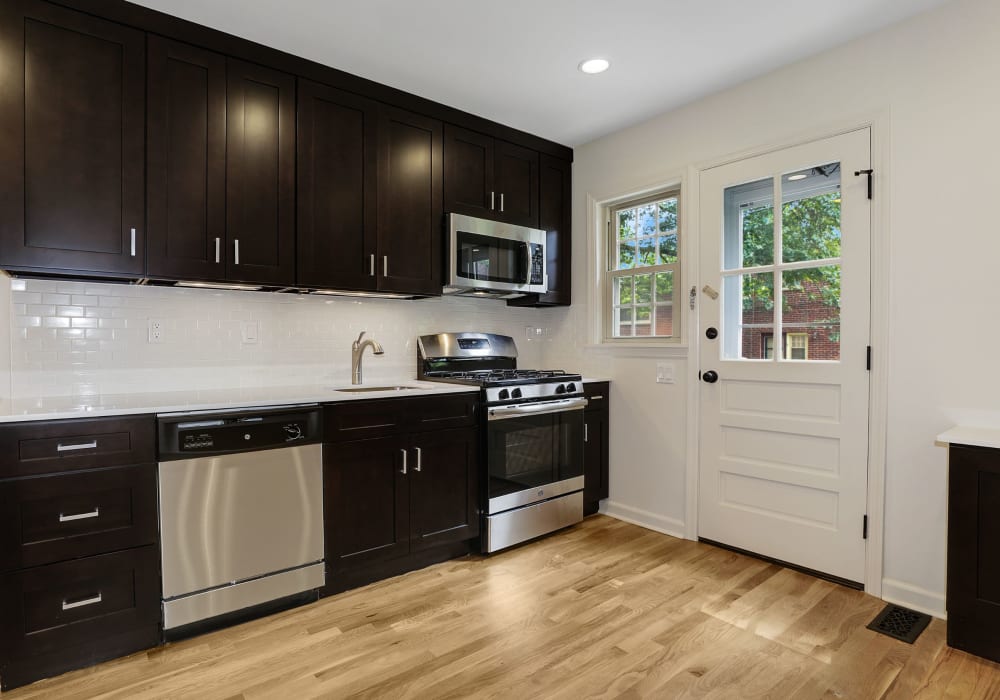 Fully equipped kitchen at Northfield Townhouses in West Orange, New Jersey