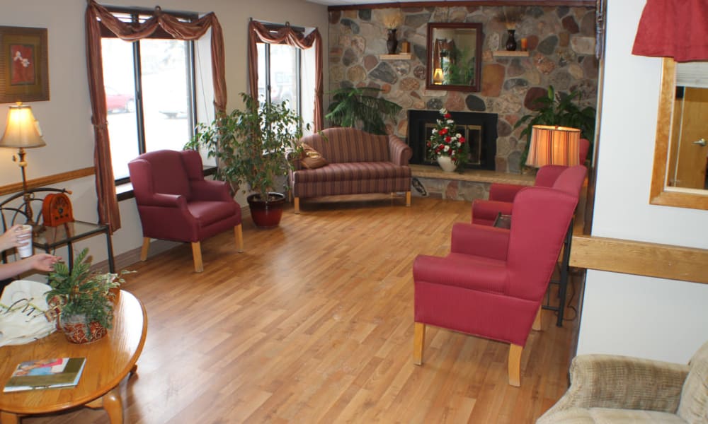 Resident lounge area at Geneva Lake Manor in Lake Geneva, Wisconsin