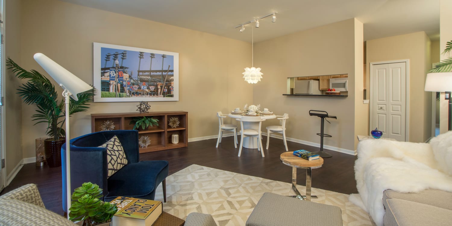 Spacious living room at Uptown in Canton in Canton, Michigan