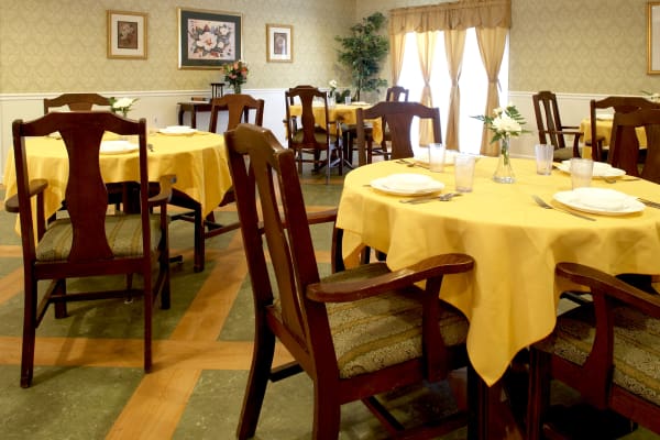 Dining area at the senior facility at Heritage Hill Senior Community in Weatherly, Pennsylvania