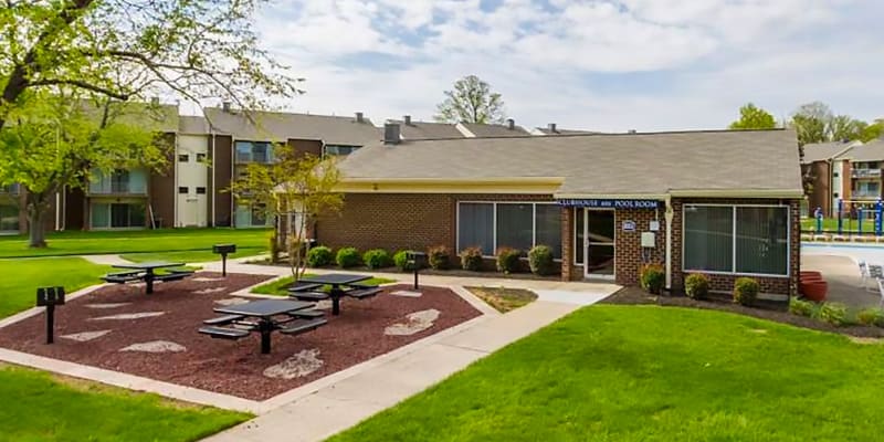 Grilling stations at Rolling Park Apartments in Windsor Mill, Maryland