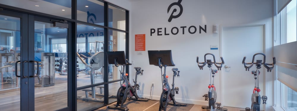 Stationary bikes in the fitness center at Elevate in Englewood, Colorado