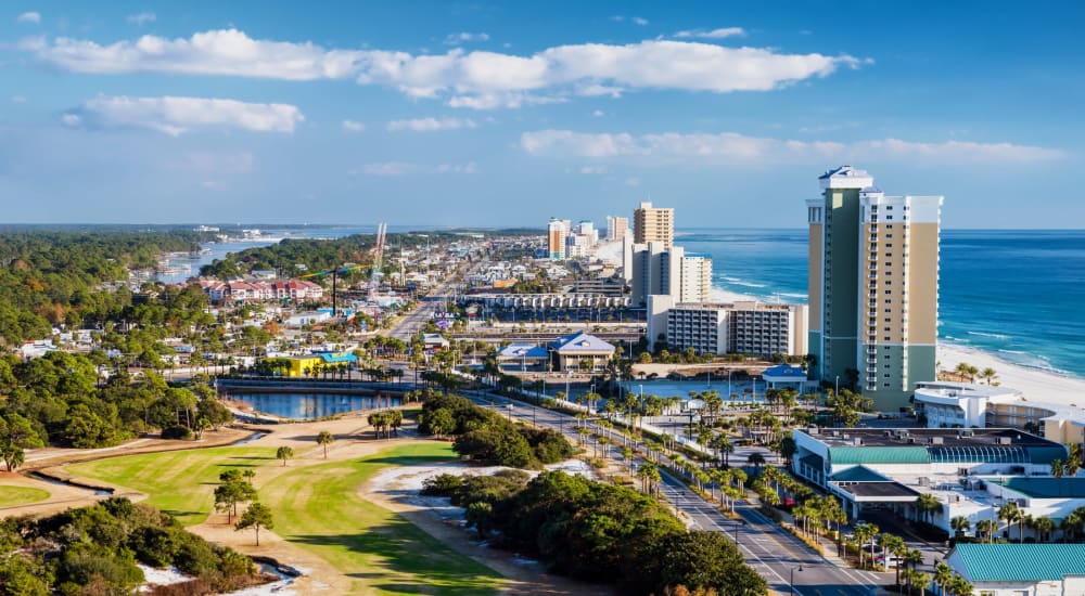 Aerial view from near Westwood Village in Panama City, Florida