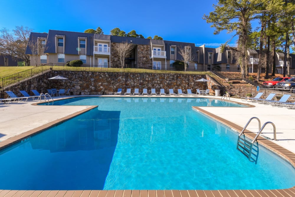 Crystal clear swimming pool at Valley Station Apartment Homes in Birmingham, Alabama