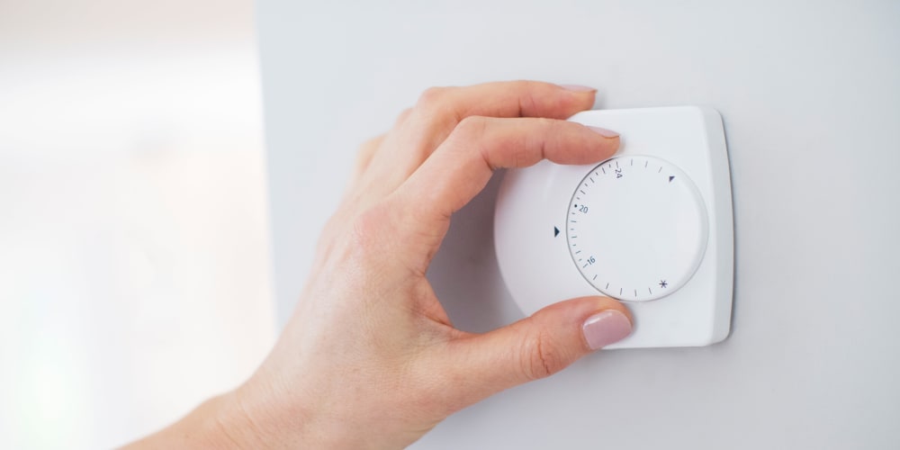 A thermostat in a storage unit at A+ Self Storage in Woodburn, Oregon