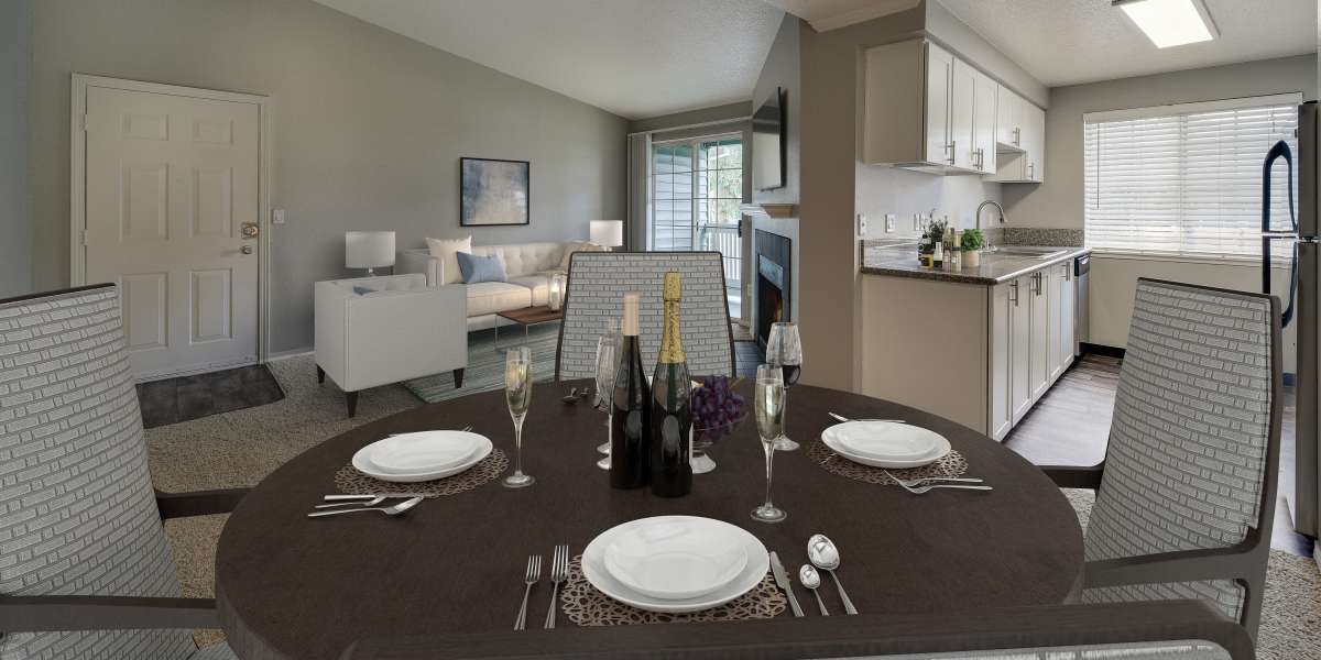 Dining room, living room and kitchen at Walnut Grove Landing Apartments in Vancouver, Washington