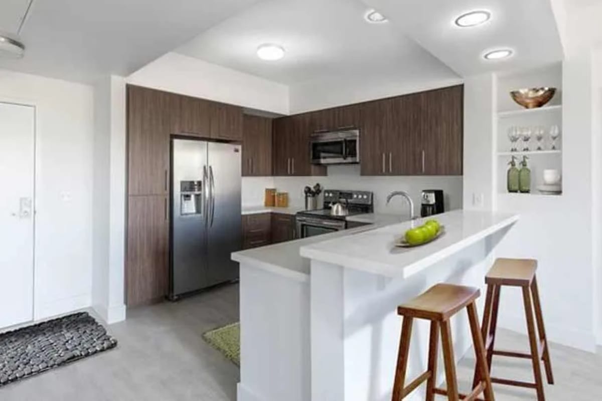Kitchen area at 201 Marshall in Redwood City, California