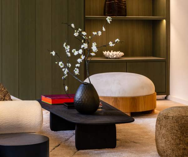 Japanese styled living room at CLS Living in Austin, Texas