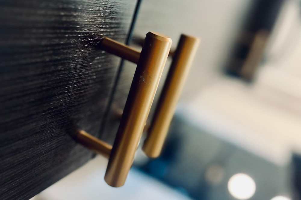 Cabinet metal hand in bathroom at Quail Run in Oklahoma City, Oklahoma 
