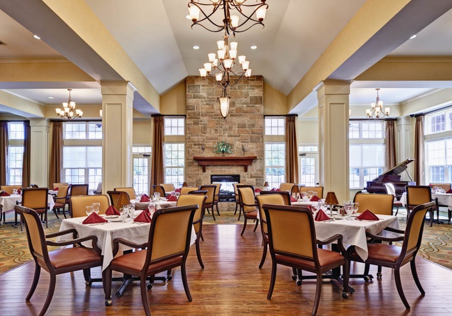 Dining room at Waltonwood Providence in Charlotte, NC.