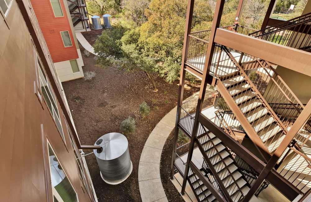 Exterior stairs at Homestead Oaks Apartments in Austin,Texas