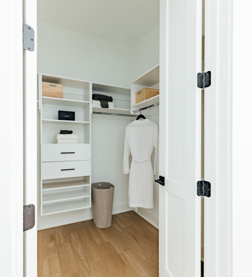 A large closet in an apartment at Citizen in Atlanta, Georgia