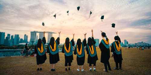 Resident students at a graduation ceremony near Lancer Commons in Lancaster, South Carolina