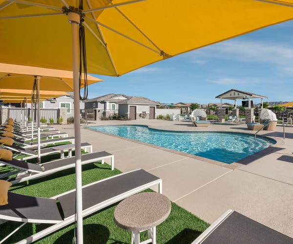 Residents enjoying the pool at TerraLane at South Mountain in Phoenix, Arizona