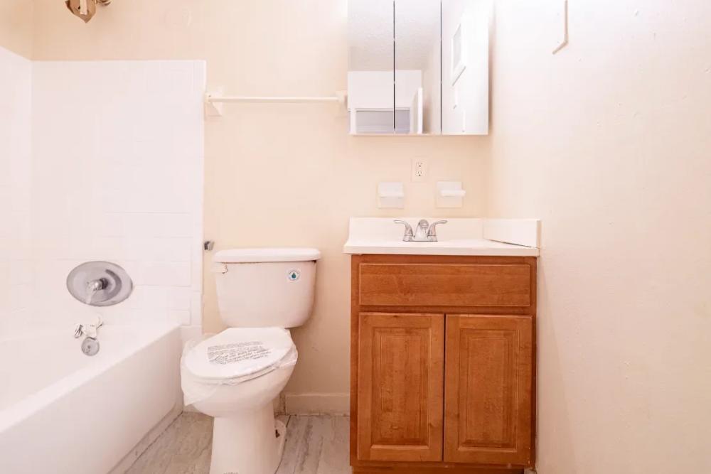 Apartment bathroom at Caroline Arms in Jacksonville, Florida