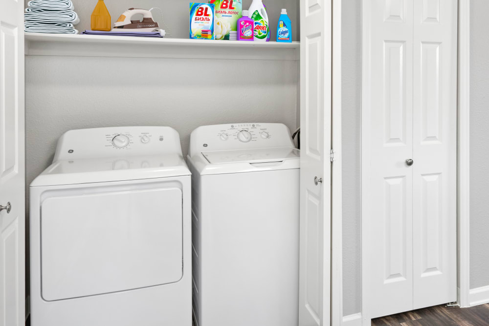 Side by Side Washer dryer at Villas at Homestead Apartments in Englewood, Colorado