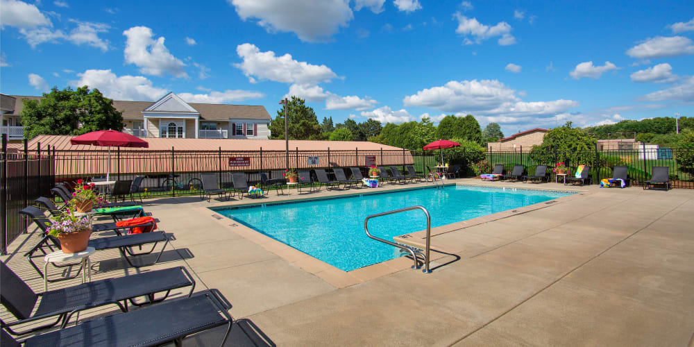 Sparkling swimming pool available at 1820 South Apartments in Mount Pleasant, Michigan. 