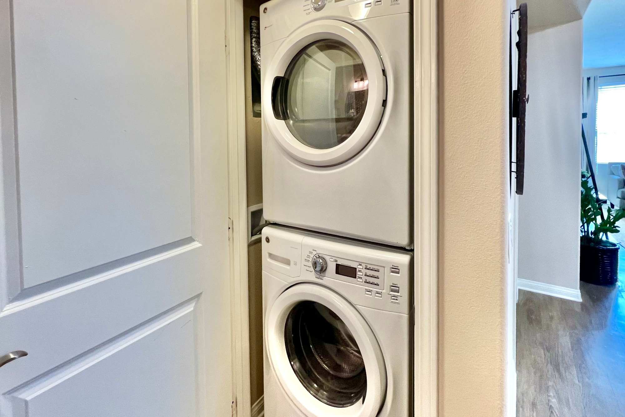 Stacked washer and dryer at Palisades Sierra Del Oro in Corona, California