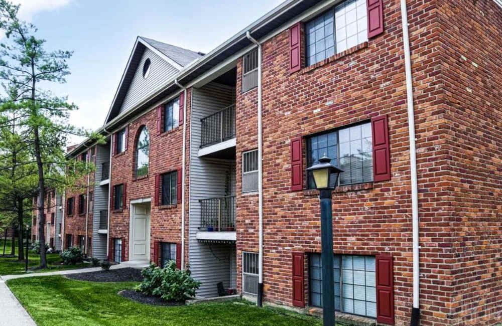 Exterior shot of apartments at Carriage Court in Cincinnati, Ohio