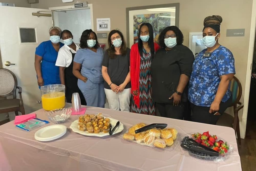 Staff members gathering for a treat at Carolina Gardens at Kathwood in Columbia, South Carolina