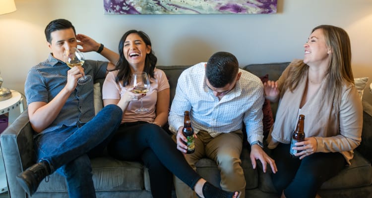 Residents enjoying a beverage in their new home at Stone Oaks in Chandler, Arizona