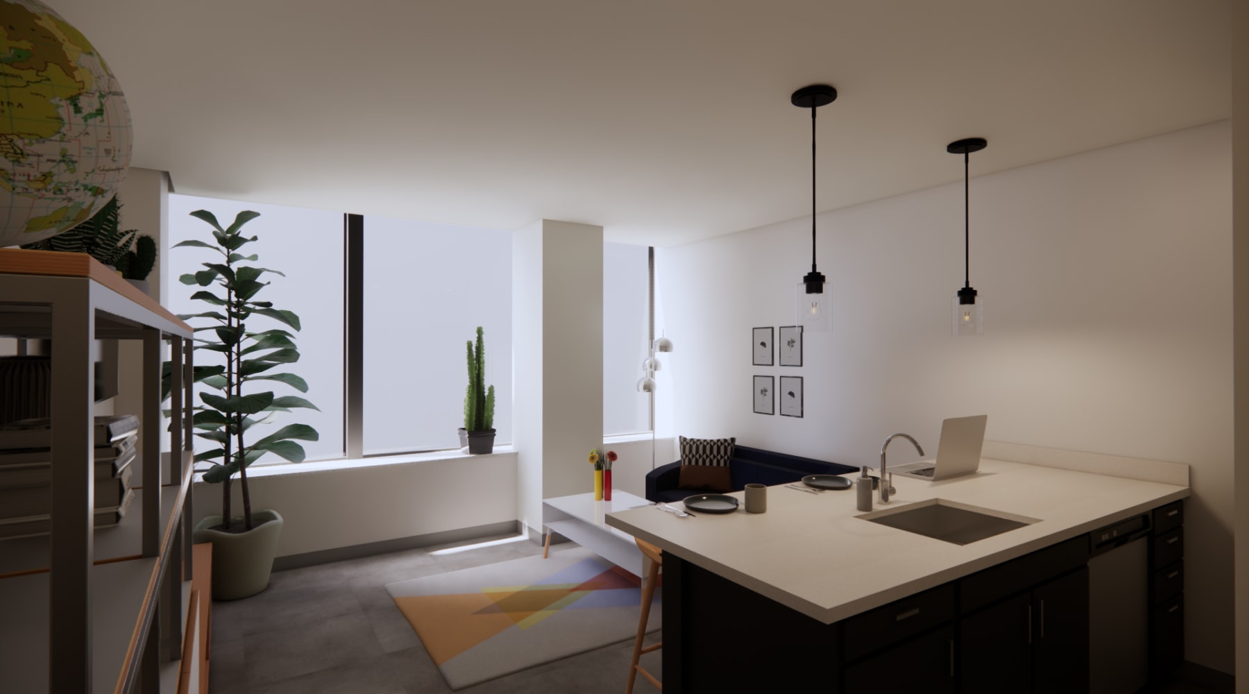 Living area with panoramic views at Altitude on Main, Richmond, Virginia