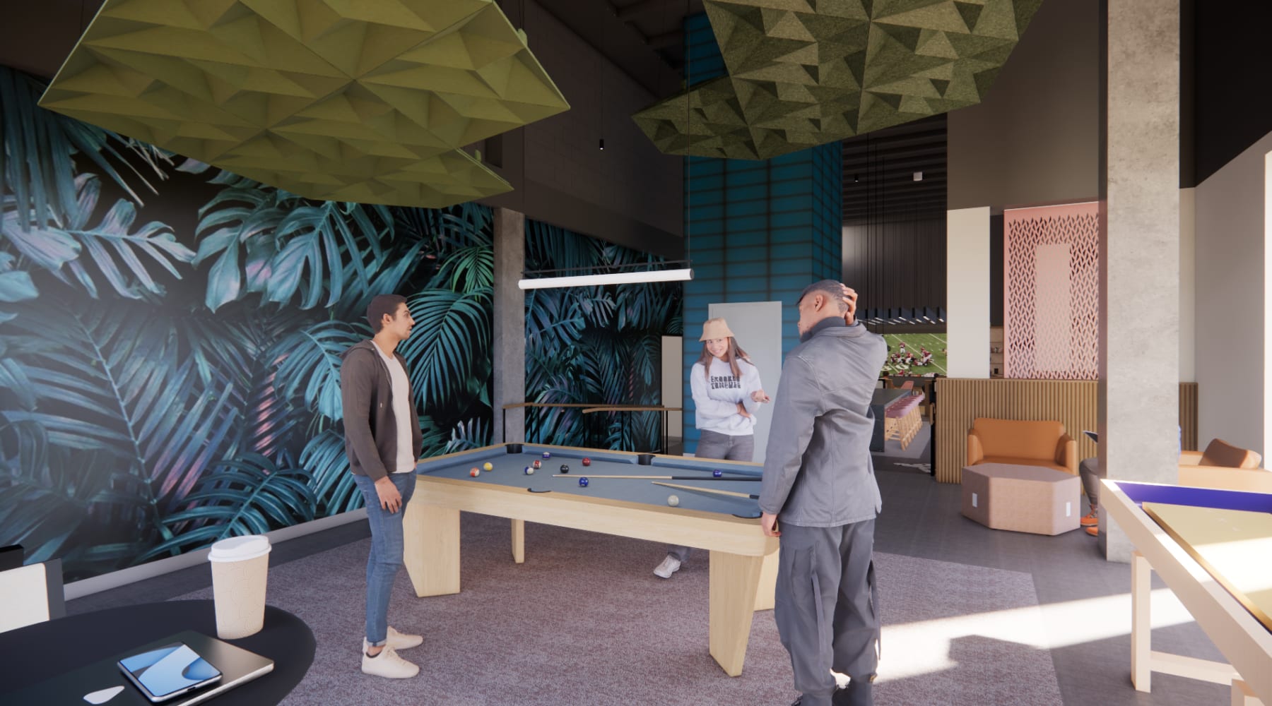 Indoor gaming zone at Altitude on Main, Richmond, Virginia