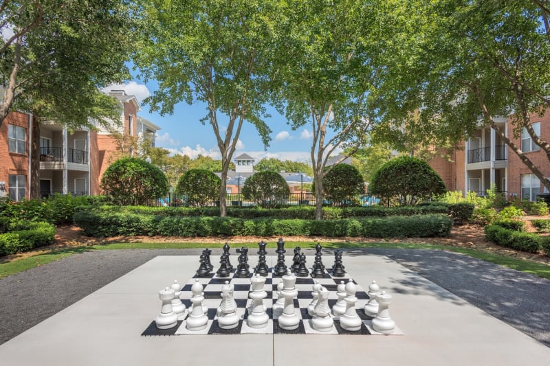 Outdoor jumbo chess at Presley Oaks in Charlotte, North Carolina