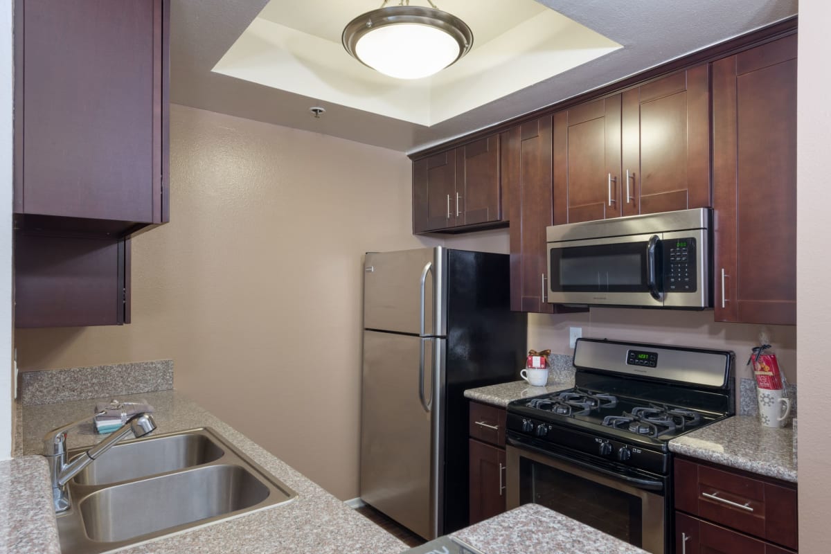 Kitchen at The Joshua Apartments, Los Angeles, California