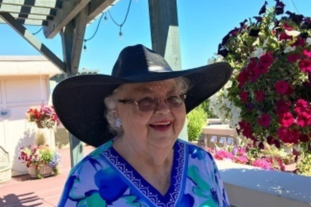 Resident soaking up the sun at Merrill Gardens at Renton Centre