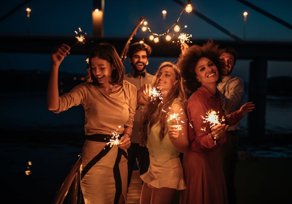 Residents enjoying a night out on city near at Domus on the Boulevard in Mountain View, California