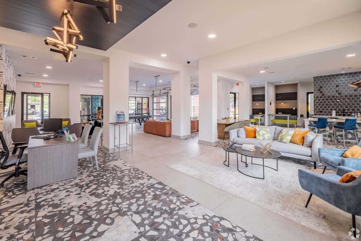 Clubhouse chairs and tables at Rendezvous in Edmond,Oklahoma